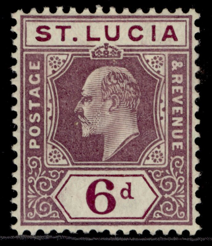 ST. LUCIA EDVII SG73 6d dull purple M MINT. Cat £75.