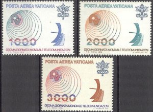 Vatican 1978 Space World Telecommunication Day Satellites Set of 3 MNH