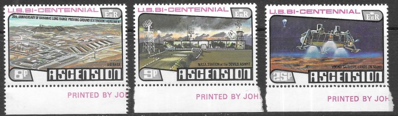 Ascension Scott 215-217 MNH American Bicentennial Set of 1976, Space, NASA, Mars