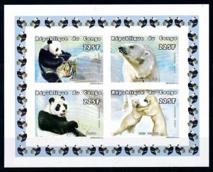 [75658] Congo Brazzaville 1999 Wild Life Bears Panda Imperf. Sheet MNH