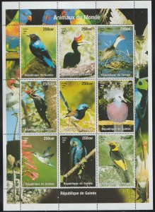 Guinea - 1998 souvenir sheet of 9 - Birds #1473-81 cv $ 20.00
