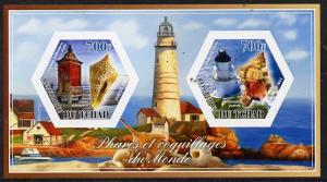 Chad 2014 Lighthouses & Shells #2 imperf sheetlet con...