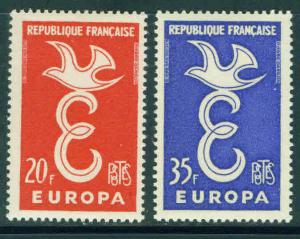 FRANCE Scott 889-90 Yvert 1173-4 MH* EUROPA  1958