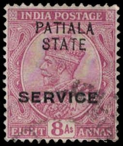 1920s INDIA PATIALA Stamp - 8A, George V, Overprint Service A5t 