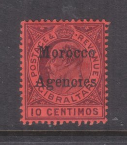 MOROCCO AGENCIES,  1905 KEVII 10c. Purple on Red, Chalky paper, lhm. 