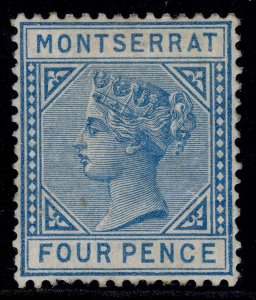 MONTSERRAT QV SG5, 4d blue, M MINT. Cat £170.