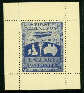 England-Australia 1919 British First Aerial Post Sheet G202