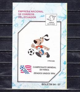 Ecuador, Scott cat. 1340-1342. World Cup Soccer Postal Bulletin