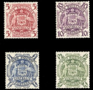 Australia #218-221 Cat$252.50, 1949-50 Arms, set of four, never hinged