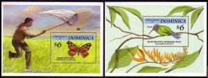 Dominica Birds Butterfly WWF Hercules Beetle Two Accompanying MSs SG#MS1807