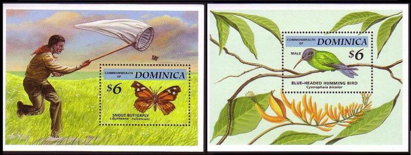 Dominica Birds Butterfly WWF Hercules Beetle Two Accompanying MSs SG#MS1807