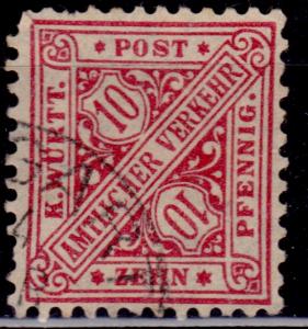 Germany, Wurttemberg, 1881, Official, 10pf, sc#O99, used