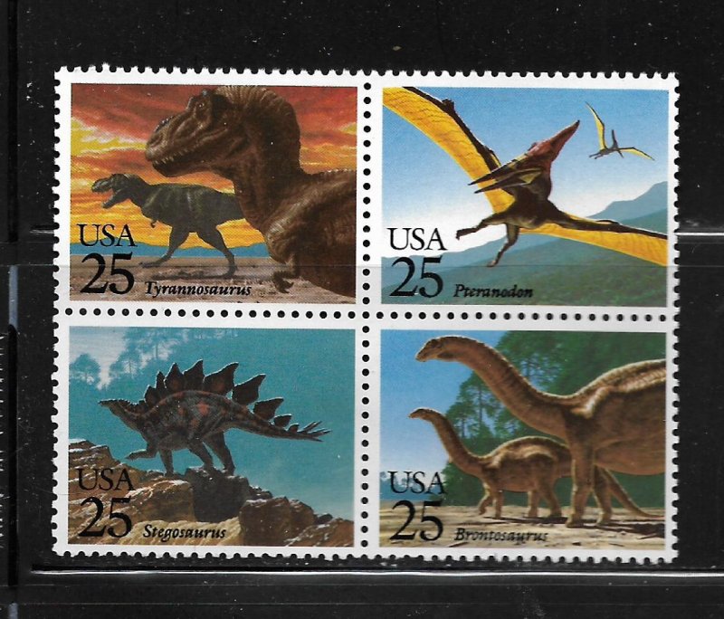 UNITED STATES, 2425B, MNH,  BLK OF 4, DINOSAURS