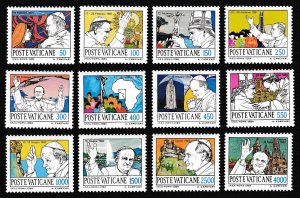 Vatican Pope John Paul II Journeys 3rd series 12v 1984 MNH SC#737-748