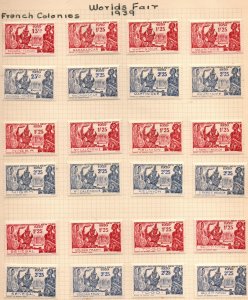 French Colonies 1939 World's Fair Complete Set Mint Hinged