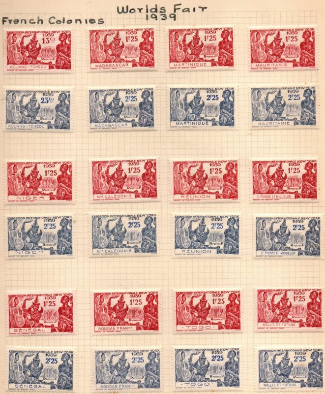 French Colonies 1939 World's Fair Complete Set Mint Hinged