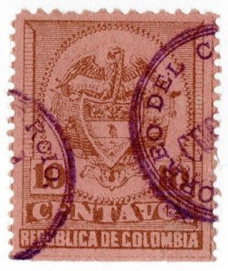 (I.B) Colombia Postal : 10c Brown on Pink