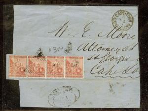 CAPE OF GOOD HOPE (P2605B) 1872 PIECE OF FRONT 1DX TO CAPETOWN