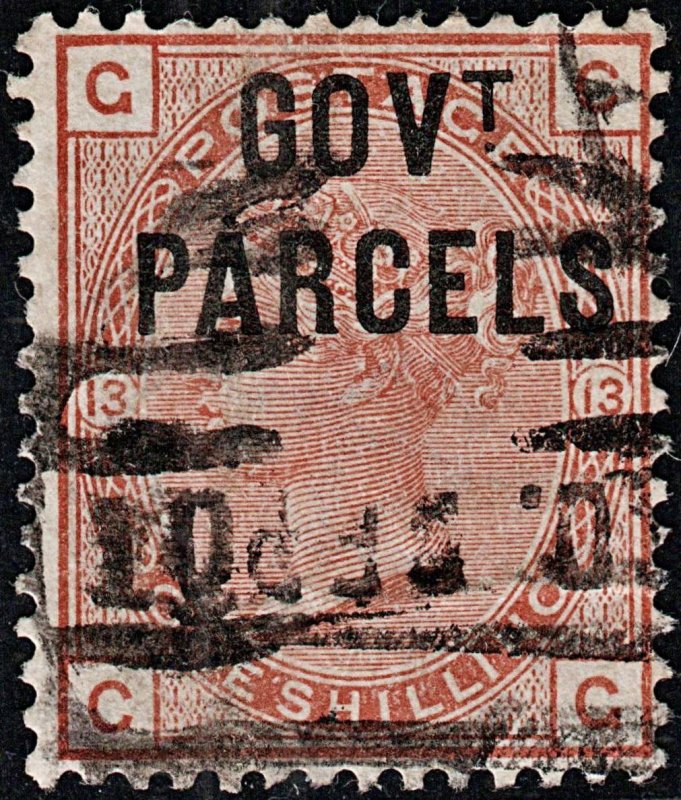 3745 GB: 1s Brown 1883. SGO64 ScO30 MiD25. Spec L21. GOVT. PARCELS. CG. G...