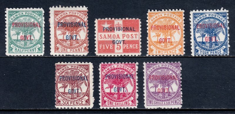 SAMOA — SCOTT 31-38 (SG 90-97) — 1899 PROVISIONAL GOV. OVPT SET — MH —SCV $16