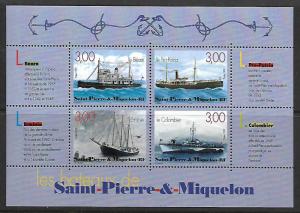 ST. PIERRE & MIQUELON 683 MNH SHIPS 1999 SOUVENIR SHEET