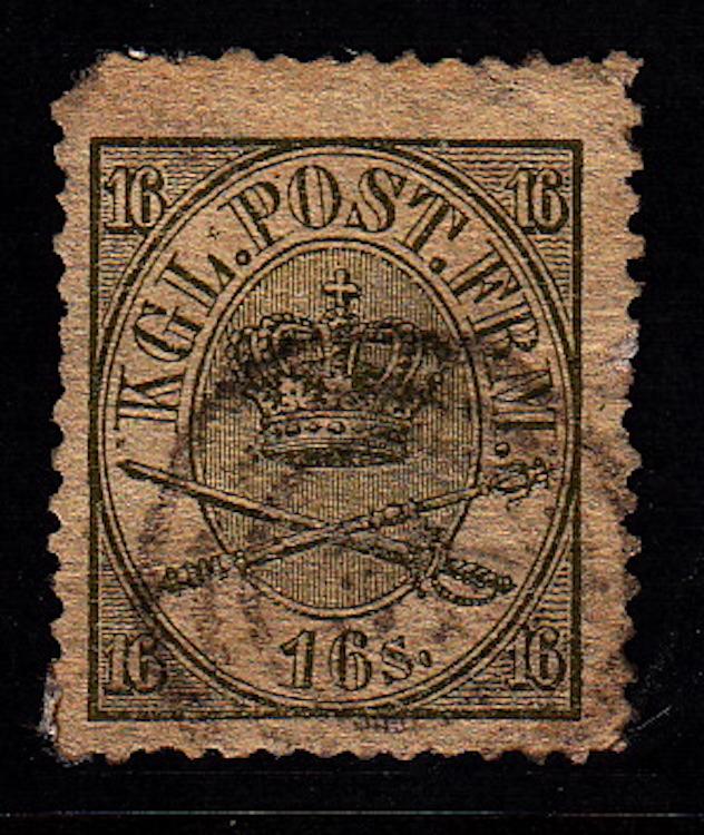 Denmark, #15, Used, Upper left corner damage, Rough perfs, CV$175.00