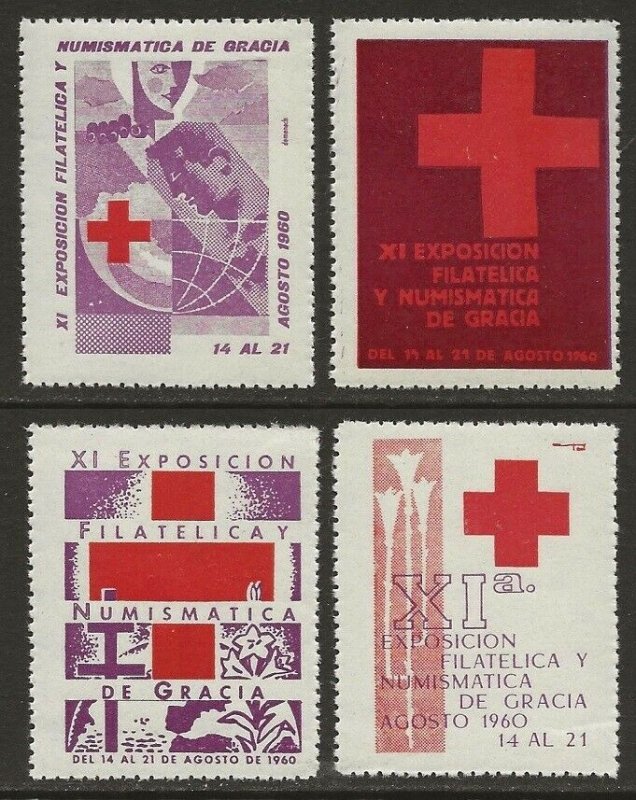 Spain Red Cross 1960 Stamp Exhibition Cinderella Poster Seals Set-Serie B. VF-NH