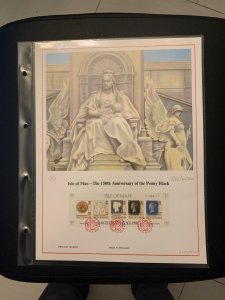 Isle of Man 150th anniversary of penny black FDC panel big size, plastic holder