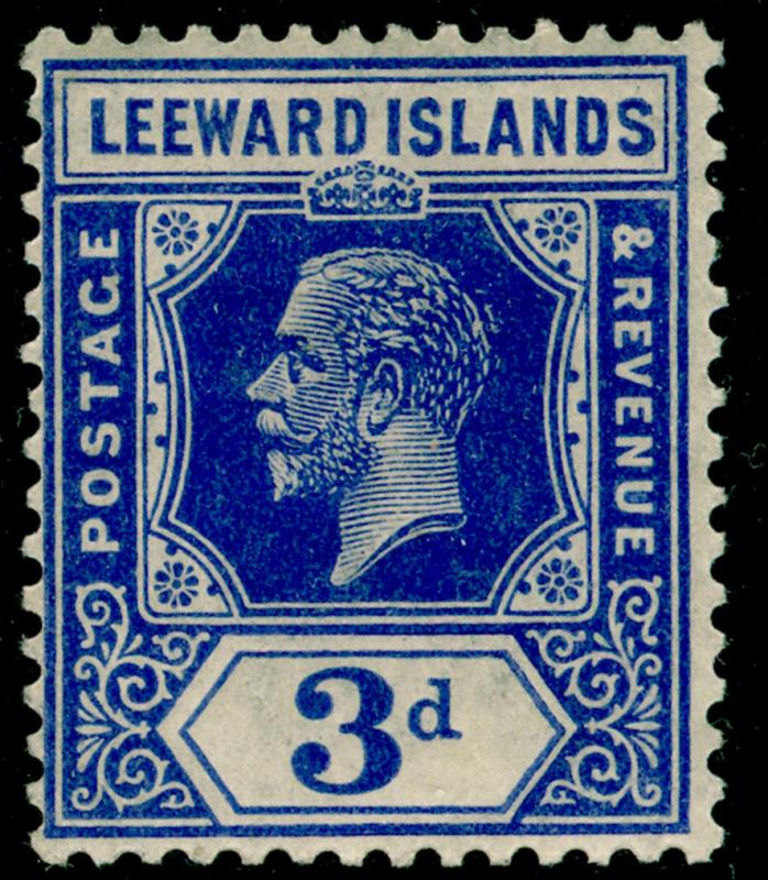 LEEWARD ISLANDS SG68a, 3d deep ultramarine, M MINT. Cat £65. WMK SCRIPT.