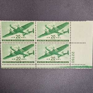 C29 Airmail block of 4 20cent VF-OG-NH