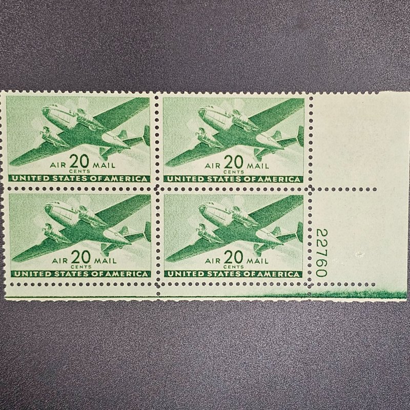 C29 Airmail block of 4 20cent VF-OG-NH