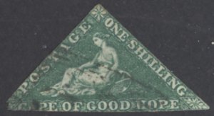 Cape of Good Hope Sc# 6a Used 1855-1858 1sh dark green Hope Seated