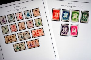 COLOR PRINTED FRENCH SE ASIA 1886-1956 STAMP ALBUM PAGES (32 illustrated pages)