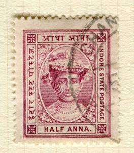 INDIA;   INDORE 1904 early Holkar III issue fine used 1/2a. value