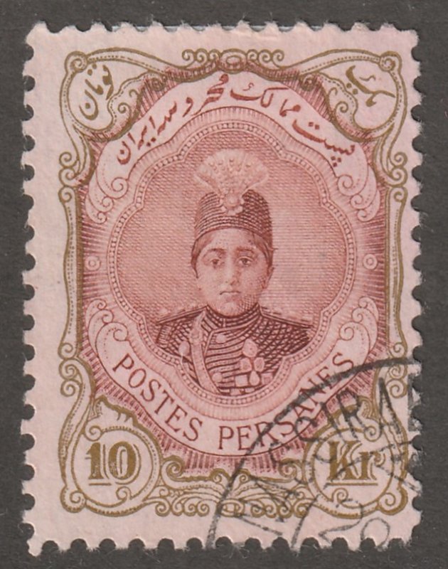 Persian stamp, Scott#498, used, 10Kr, great postmark, 1911,  #ed-115