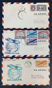 3 First Flight Covers, 1941, U.S. to Lagos, Nigeria and Nigeria to U.S.