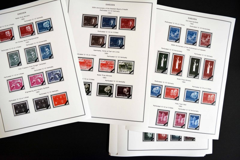 COLOR PRINTED SWEDEN 1941-1970 STAMP ALBUM PAGES (47 illustrated pages)