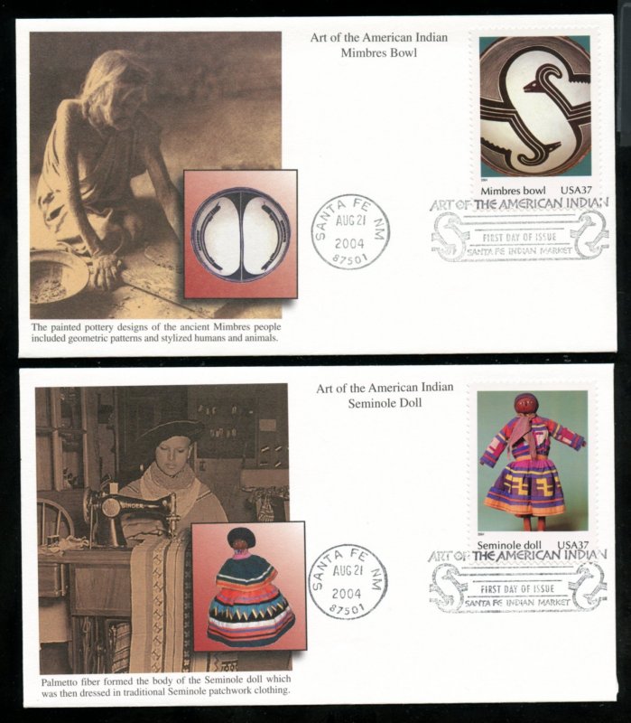 US 3873a-j Art of American Indian UA set of ten Mystic FDCs
