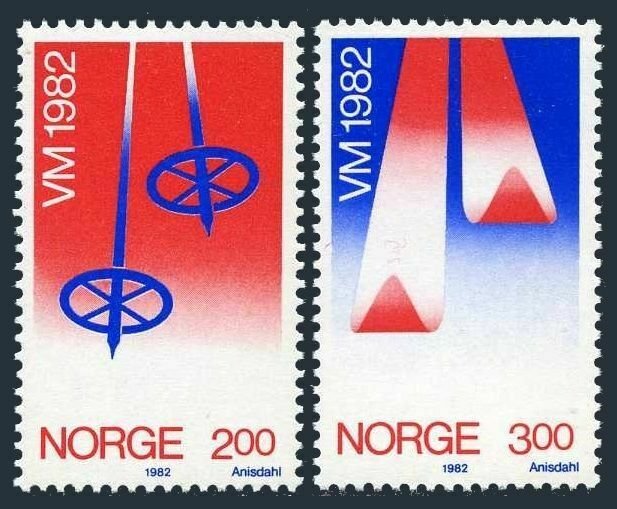 Norway 798-799,MNH.Michel 853-854. World skiing championship,Oslo-1982.