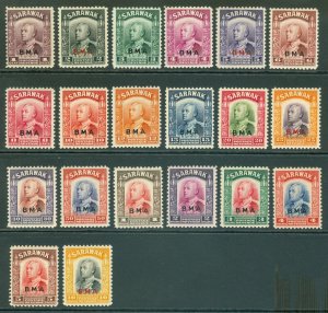 SG 126-45 Sarawak 1945 B.M.A definitive set of 20. Lightly mounted mint...