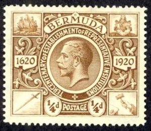Bermuda Sc# 71 MH 1921 1/4p Definitives