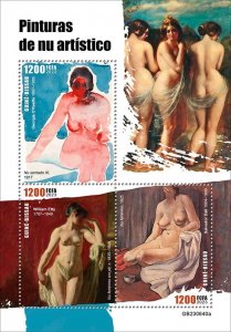GUINEA BISSAU - 2023 - Nude Paintings - Perf 3v Sheet - Mint Never Hinged