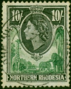 Northern Rhodesia 1953 10s Green & Blue SG73 V.F.U