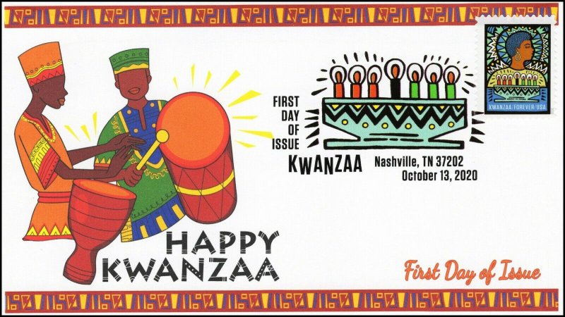 20-259, 2020, Kwanzaa, First Day Cover, Digital Color Postmark, Nashville TN 