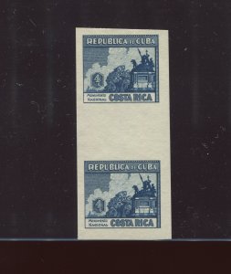 CUBA 346P VARIETY 1937 4c Costa Rica Imperf Blue Plate Proof Gutter Pair