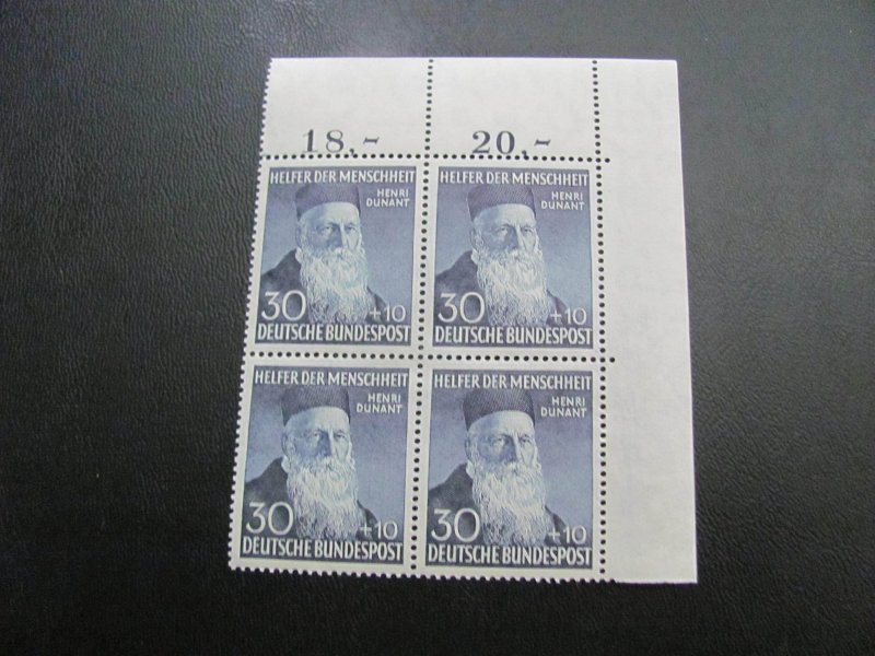 GERMANY 1952 MNH SC B330 WELFARE HIGH # PLATE BLOCK XF (114)