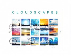 USPS 1st Day of Issue #3878a-o Cloudscapes Sheet of 15 on Large Envelope 2004