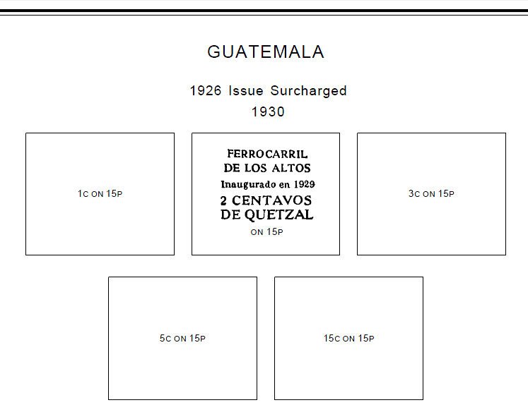PRINTED GUATEMALA [CLASS.] 1871-1940 STAMP ALBUM PAGES (38 pages)
