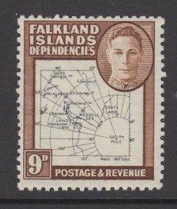 Falkland Islands, SG G15a, MHR Dot in T variety