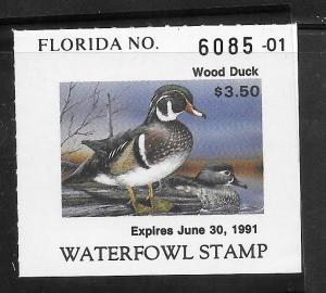 #FL12 Florida 1990 MNH STATE DUCK STAMP